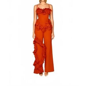 NEW B FYNE asha ruffle pants in burnt orange